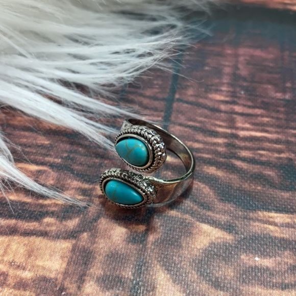 RELISTED Turquoise Stone Adjustable Wrap Ring - Picture 2 of 5